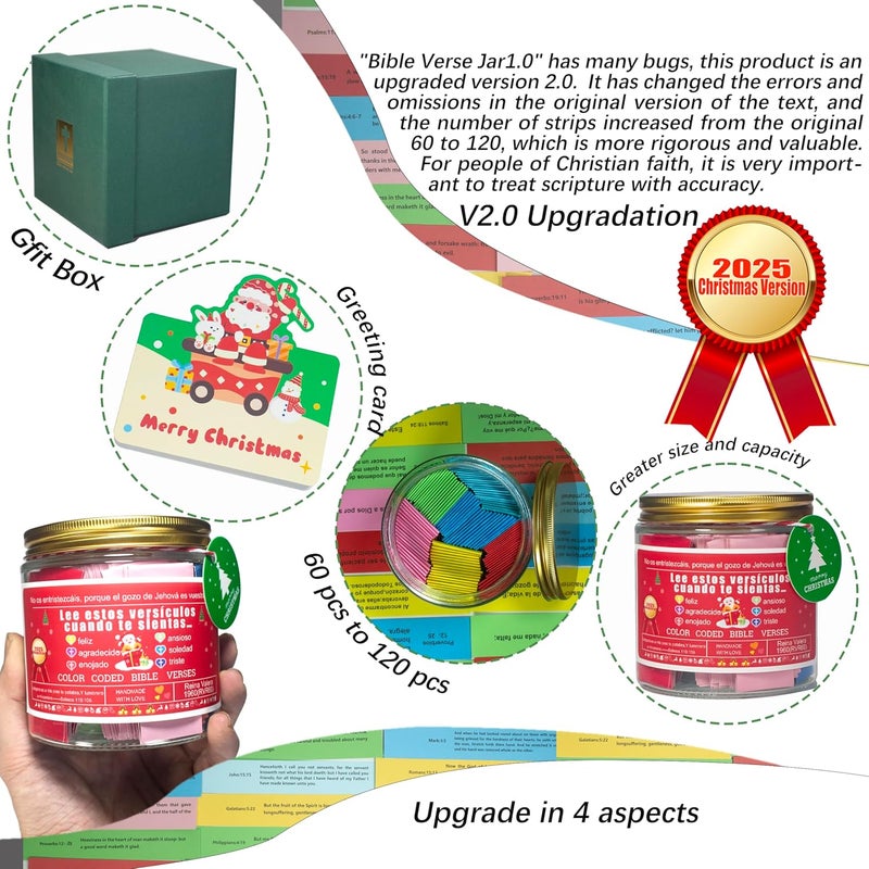 CODINOO Spanish Christmas Bible Jar,Verso de la Biblia de Navidad Jar,Mejores regalos de Navidad 2025 para mujeres, adolescentes, nietos, regalos únicos de elefante blanco, los mejores regalos de vacaciones - Image 3